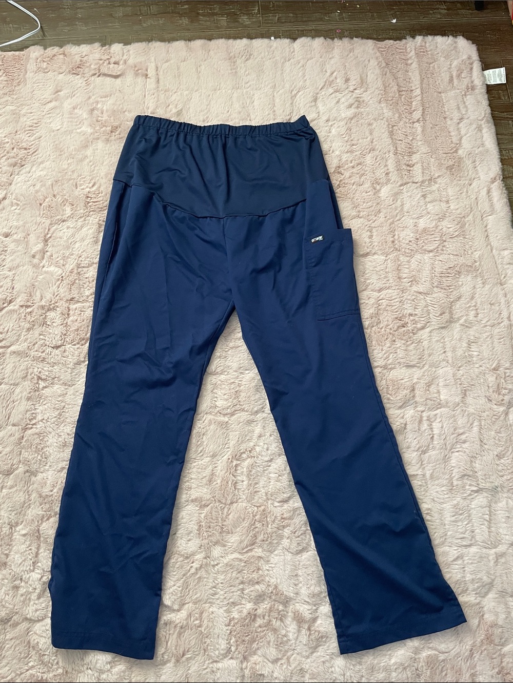 Grey's Anatomy women’s Navy Elastic-Waist Scrub Joggers maternity